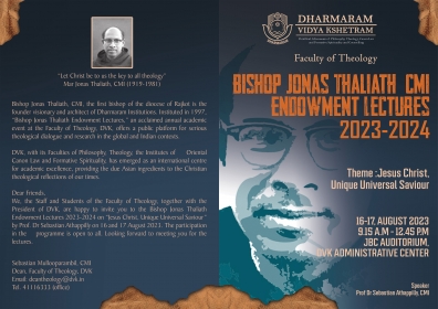 Bishop Jonas Thaliath CMI Endowment Lectures 2023-2024